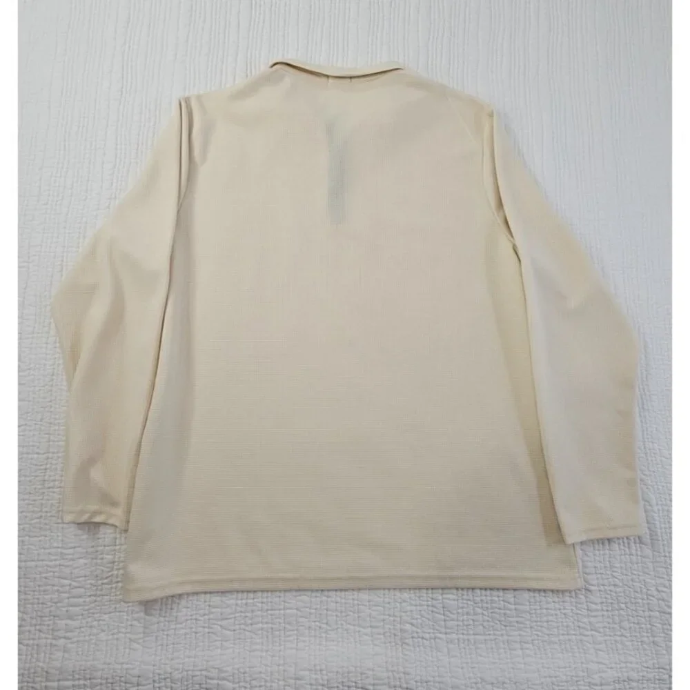 Banana Republic Waffle Knit Sweater Men's L Taupe 1/4‎ Zip Long Sleeve EUC LN